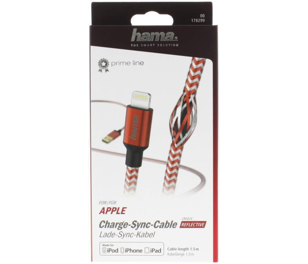 Hama USB-Lightning 1,5M MFI REFLECTED czerwony - 1457234 - zdjęcie 5